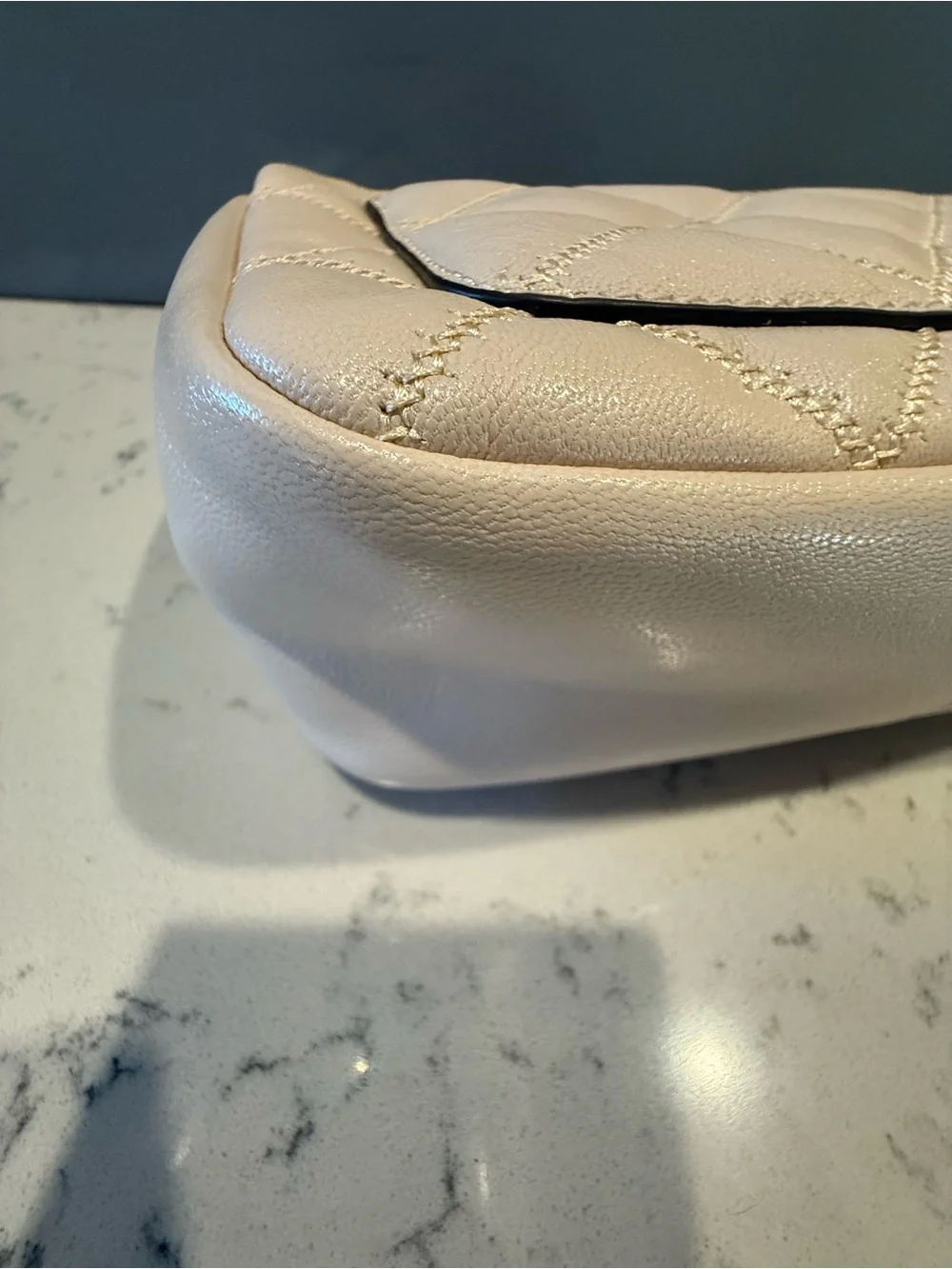 Tory Burch Cream Quilted Chain Crossbody Bag with Gold Hardware